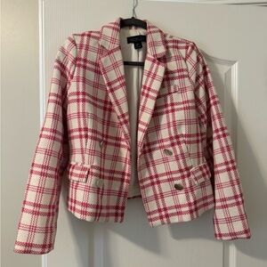 Rachel Zoe Pink and White Plaid Blazer